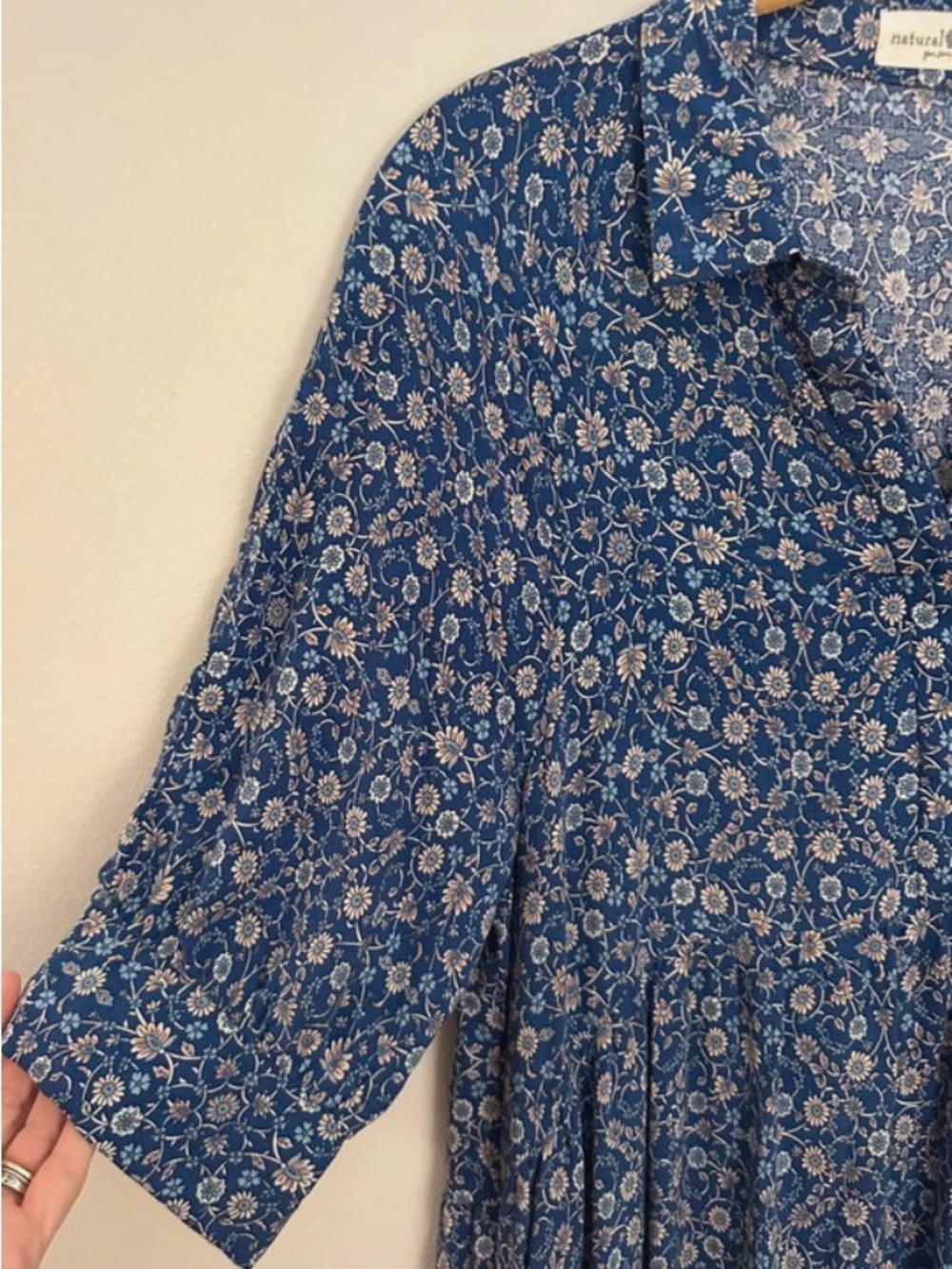 NATURAL LIFE Navy Floral Tiered Maxi Dress with Border Detail - Picture 4 of 5